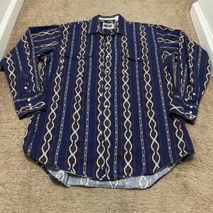 Vtg Cumberland Outfitters Men’s L Boho Western Aztec Pearl Snap Button Up Shirt